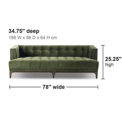 Dylan Sofa 78" compact dimensions: 78" wide x 34.75" deep x 25.25" high - Whats New Furniture Portland OR