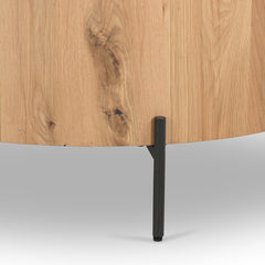 Eaton Drum Coffee Table in Light Oak Resin side view - Whats New Furniture Portland OR
