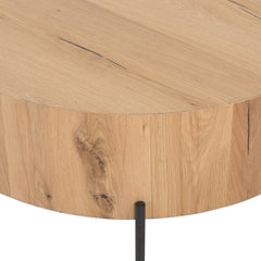 Eaton Drum Coffee Table in Light Oak Resin detail view - Whats New Furniture Portland OR