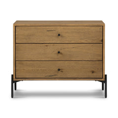 Eaton Large Nightstand in Amber Oak Resin front studio view - Whats New Furniture Portland OR