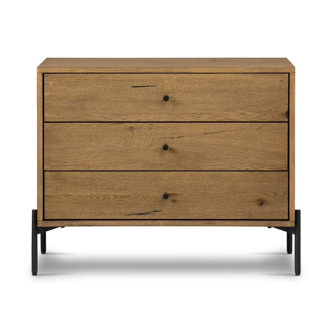 Eaton Large Nightstand in Amber Oak Resin front studio view - Whats New Furniture Portland OR
