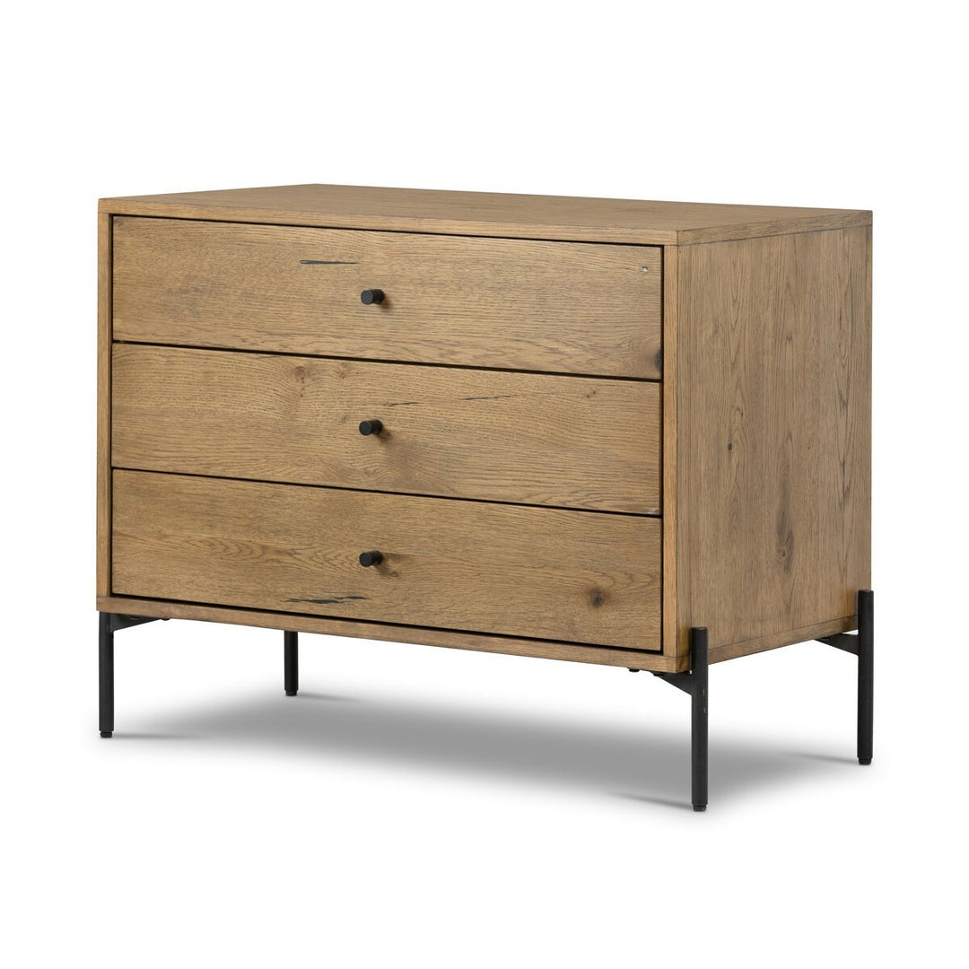 Eaton Large Nightstand in Amber Oak Resin three-quarter view - Whats New Furniture Portland OR
