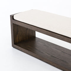 Edmon Bench in Savile Flax detail view - Whats New Furniture Portland OR