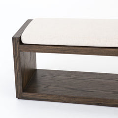 Edmon Bench in Savile Flax detail view - Whats New Furniture Portland OR