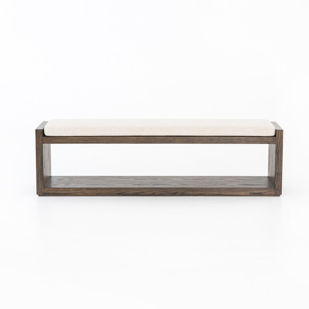 Edmon Bench in Savile Flax front studio view - Whats New Furniture Portland OR