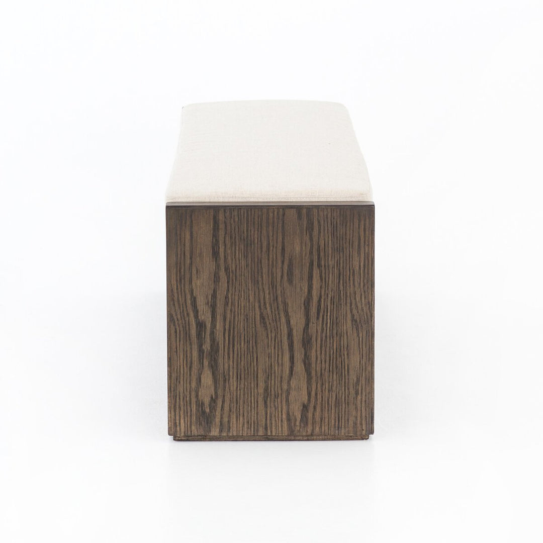 Edmon Bench in Savile Flax side view - Whats New Furniture Portland OR