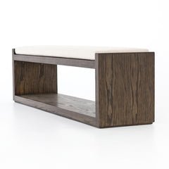 Edmon Bench in Savile Flax detail view - Whats New Furniture Portland OR
