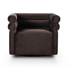Evie Swivel Chair in Surrey Cocoa front studio view - Whats New Furniture Portland OR