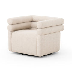 Evie Swivel Chair in Hampton Cream three-quarter view - Whats New Furniture Portland OR