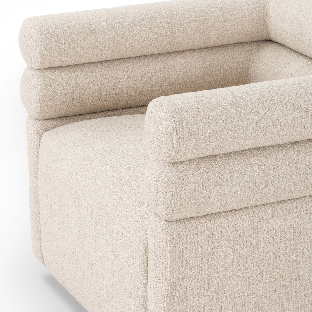 Evie Swivel Chair in Hampton Cream detail view - Whats New Furniture Portland OR