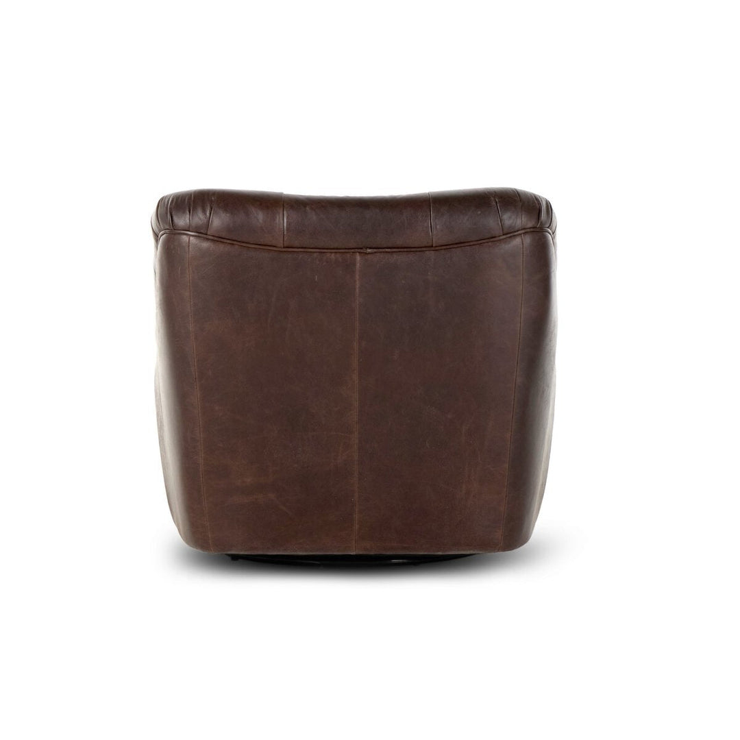 Farley Swivel Chair in Conroe Cigar detail view - Whats New Furniture Portland OR