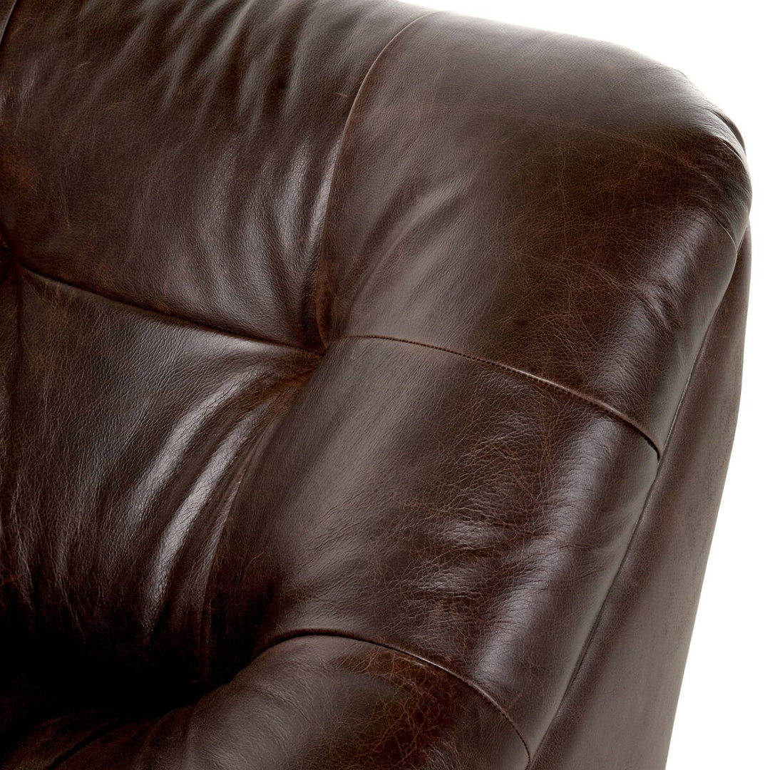 Farley Swivel Chair in Conroe Cigar detail view - Whats New Furniture Portland OR