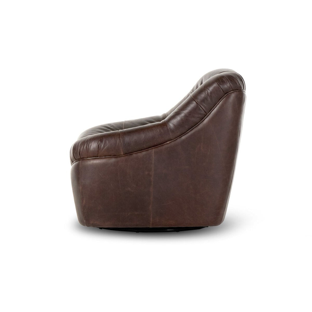 Farley Swivel Chair in Conroe Cigar side studio view - Whats New Furniture Portland OR