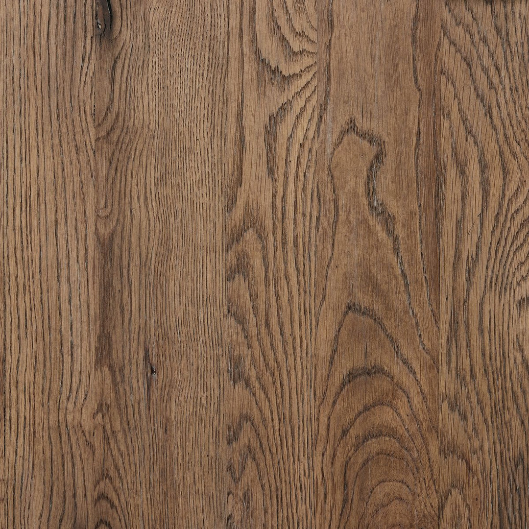 Glenview Bookcase in Weathered Oak curved corner detail view - Whats New Furniture Portland OR