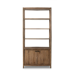 Glenview Bookcase in Weathered Oak front studio view - Whats New Furniture Portland OR
