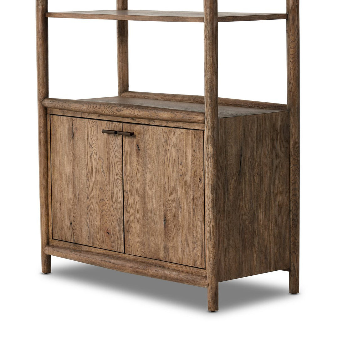 Glenview Bookcase in Weathered Oak oak grain detail view - Whats New Furniture Portland OR
