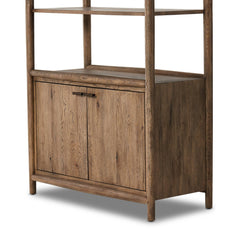 Glenview Bookcase in Weathered Oak oak grain detail view - Whats New Furniture Portland OR