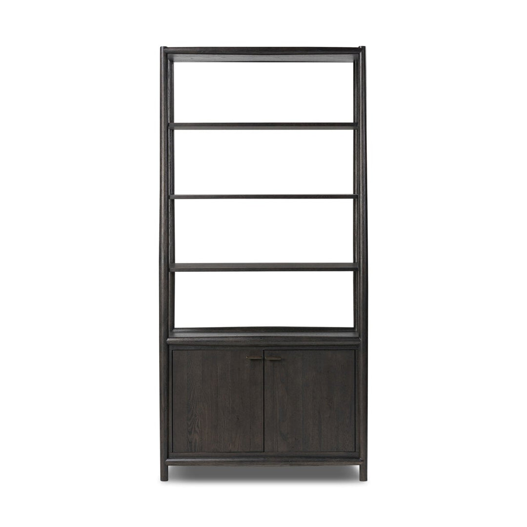 Glenview Bookcase in Smoked Black Oak front studio view - Whats New Furniture Portland OR