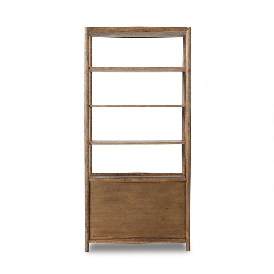 Glenview Bookcase in Weathered Oak shelf joinery detail view - Whats New Furniture Portland OR