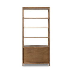 Glenview Bookcase in Weathered Oak shelf joinery detail view - Whats New Furniture Portland OR