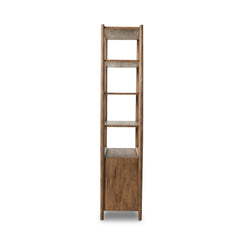 Glenview Bookcase in Weathered Oak side studio view - Whats New Furniture Portland OR