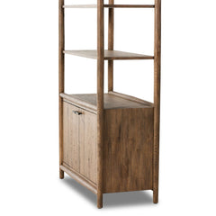 Glenview Bookcase in Weathered Oak hardware pull detail view - Whats New Furniture Portland OR