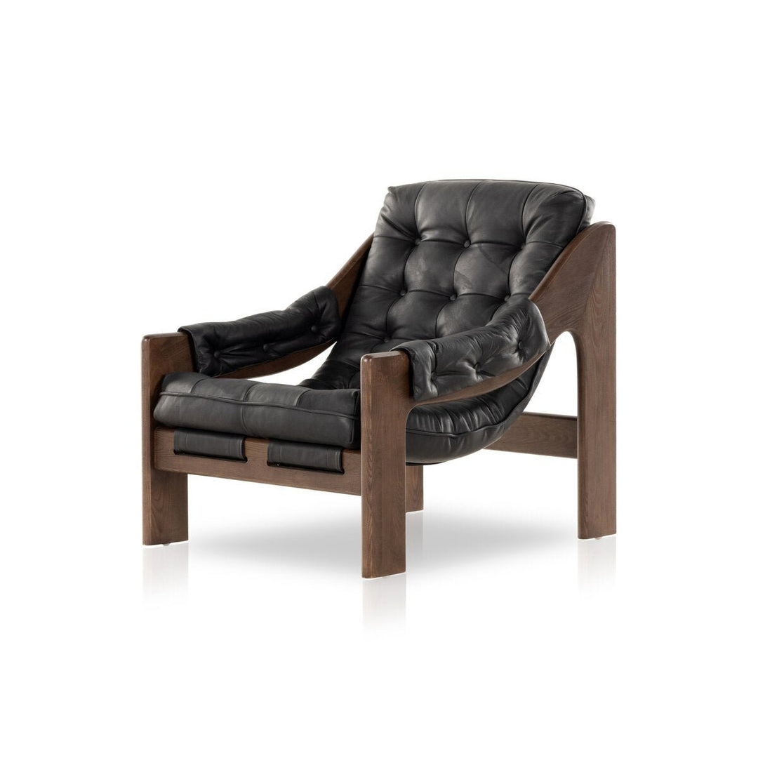 Halston Chair in Heirloom Black three-quarter view - Whats New Furniture Portland OR