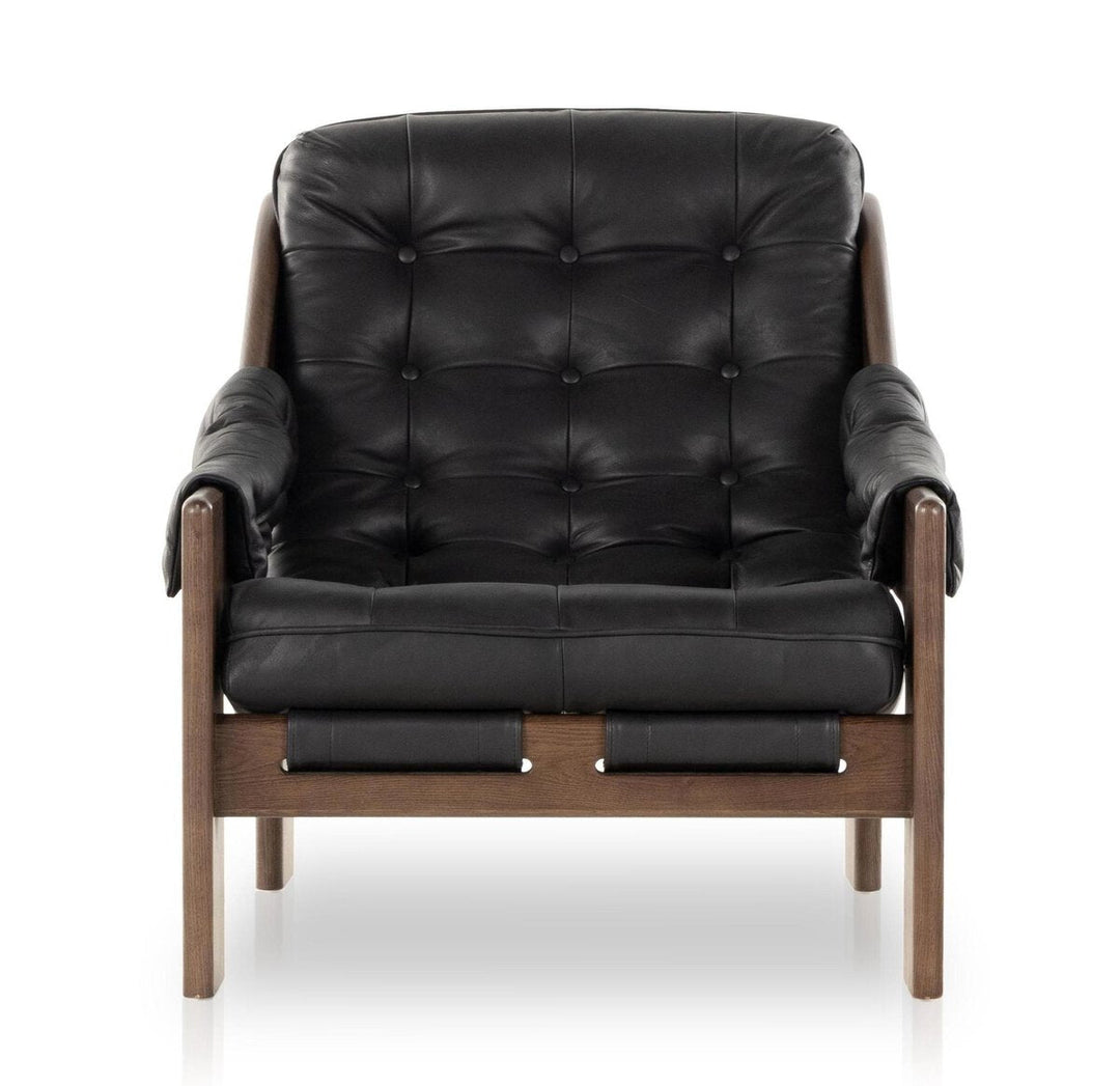 Halston Chair in Heirloom Black front studio view - Whats New Furniture Portland OR