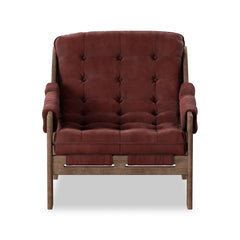 Halston Chair in Nubuck Burgundy front studio view - Whats New Furniture Portland OR