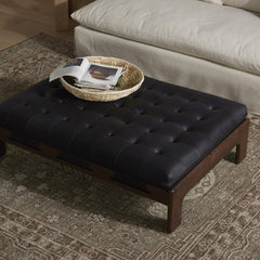 Halston Cocktail Ottoman in Heirloom Black back view - Whats New Furniture Portland OR