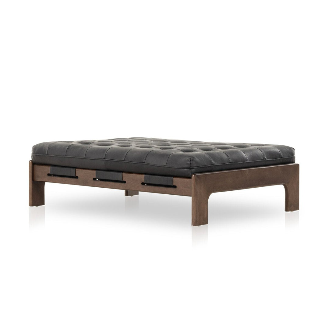 Halston Cocktail Ottoman in Heirloom Black three-quarter view - Whats New Furniture Portland OR