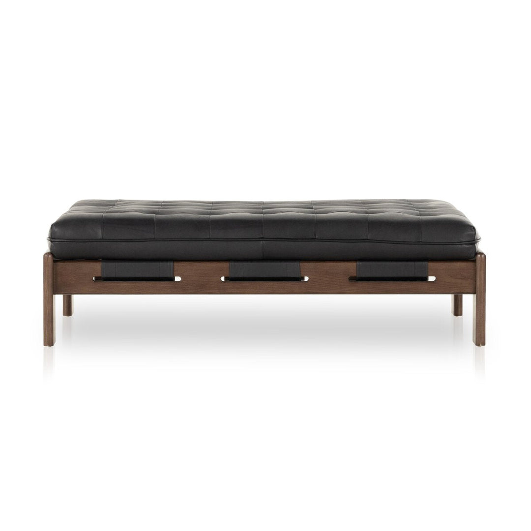 Halston Cocktail Ottoman in Heirloom Black front studio view - Whats New Furniture Portland OR