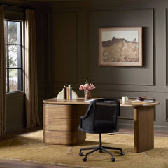 Hawthorne Desk in Amber Sungkai Veneer back view - Whats New Furniture Portland OR