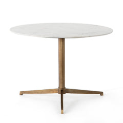 Helen Round Bistro Table in Polished White Marble side studio view showing 30 inch height - Whats New Furniture Portland OR