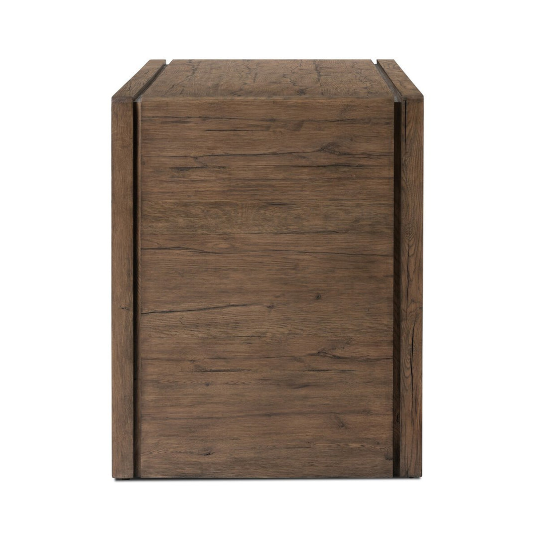 Henry Desk in Rustic Grey Veneer side studio view - Whats New Furniture Portland OR