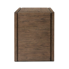 Henry Desk in Rustic Grey Veneer side studio view - Whats New Furniture Portland OR