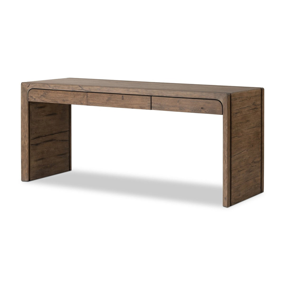 Henry Desk in Rustic Grey Veneer three-quarter studio view - Whats New Furniture Portland OR