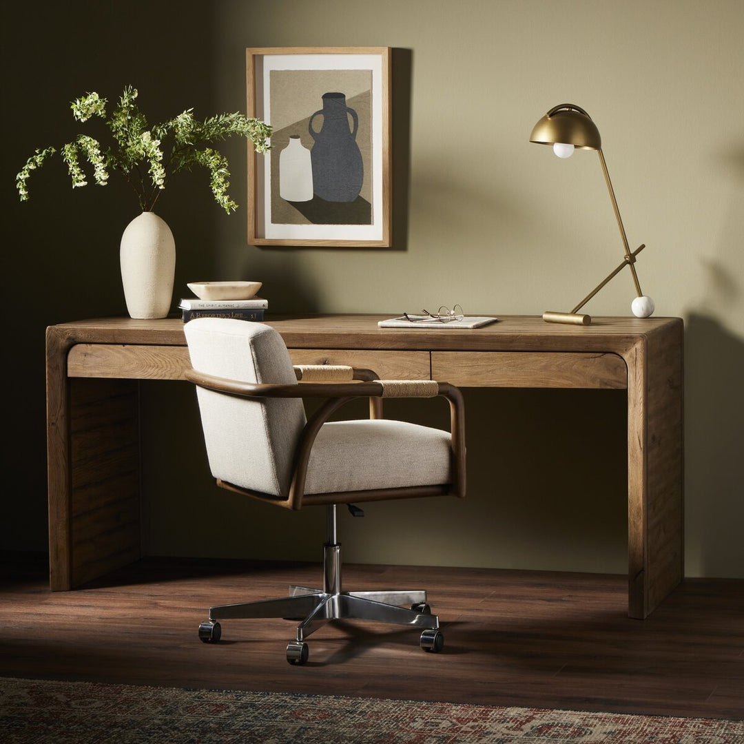 Henry Desk in Rustic Grey Veneer back studio view - Whats New Furniture Portland OR