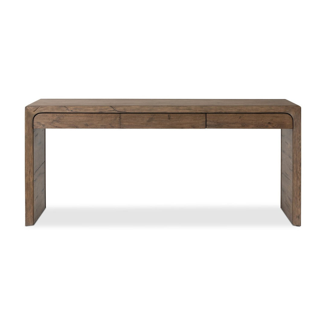 Henry Desk in Rustic Grey Veneer front studio view - Whats New Furniture Portland OR