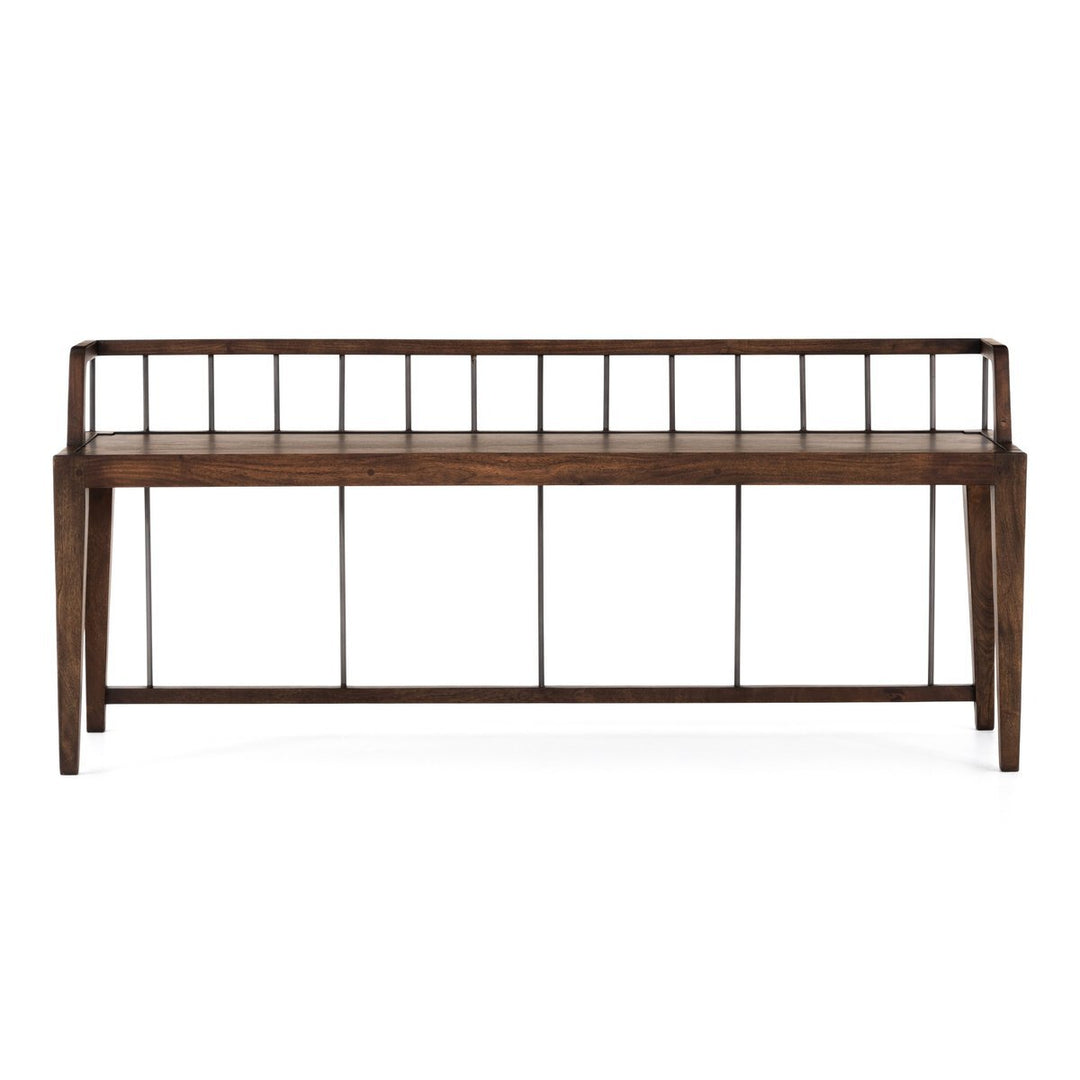 Howard Bench in Pecan front studio view - Whats New Furniture Portland OR