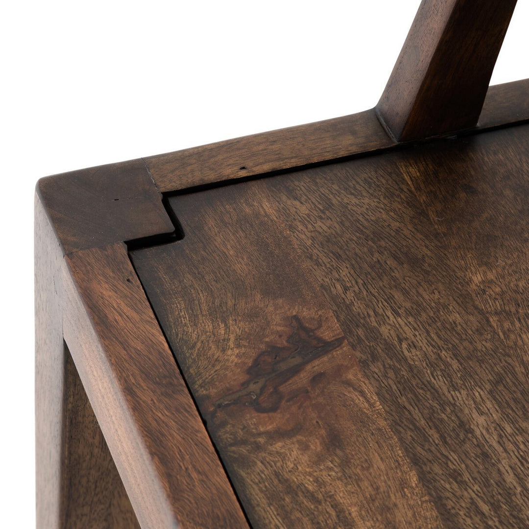 Howard Bench in Pecan third detail view - Whats New Furniture Portland OR