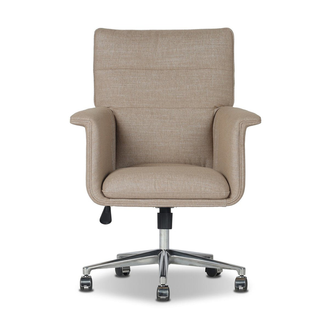 Humphrey Desk Chair in Crypton Nomad Taupe front studio view - Whats New Furniture Portland OR