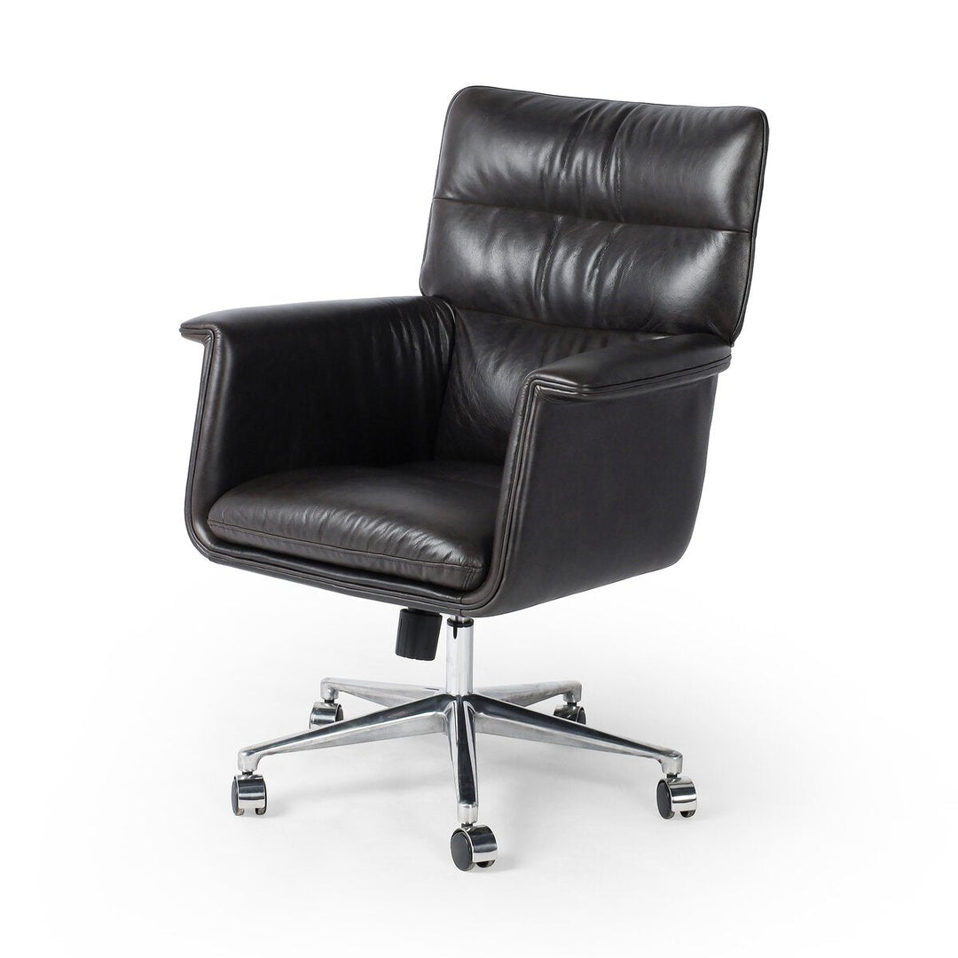 Humphrey Desk Chair in Sonoma Black three-quarter view - Whats New Furniture Portland OR