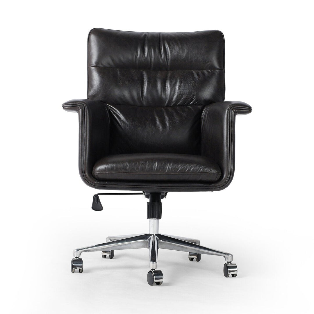 Humphrey Desk Chair in Sonoma Black front studio view - Whats New Furniture Portland OR
