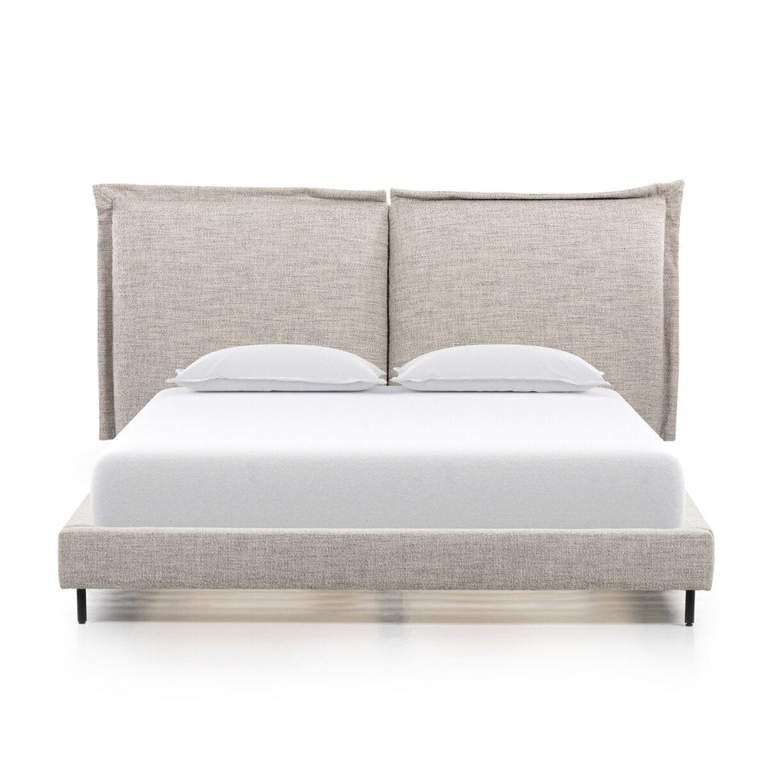 Inwood King Bed Frame in Merino Porcelain front studio view - Whats New Furniture Portland OR