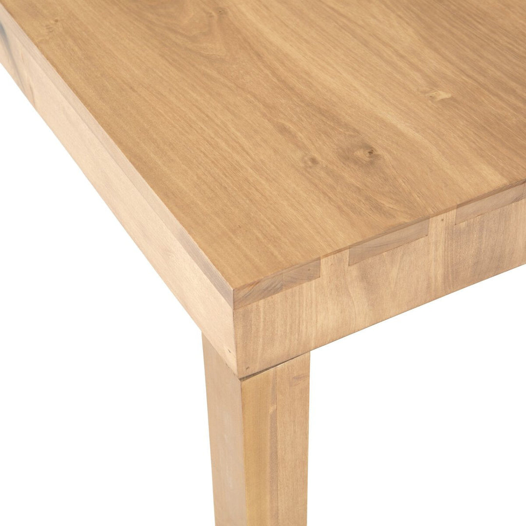 Isador Dining Table in Dry Wash Poplar apron detail detail view - Whats New Furniture Portland OR