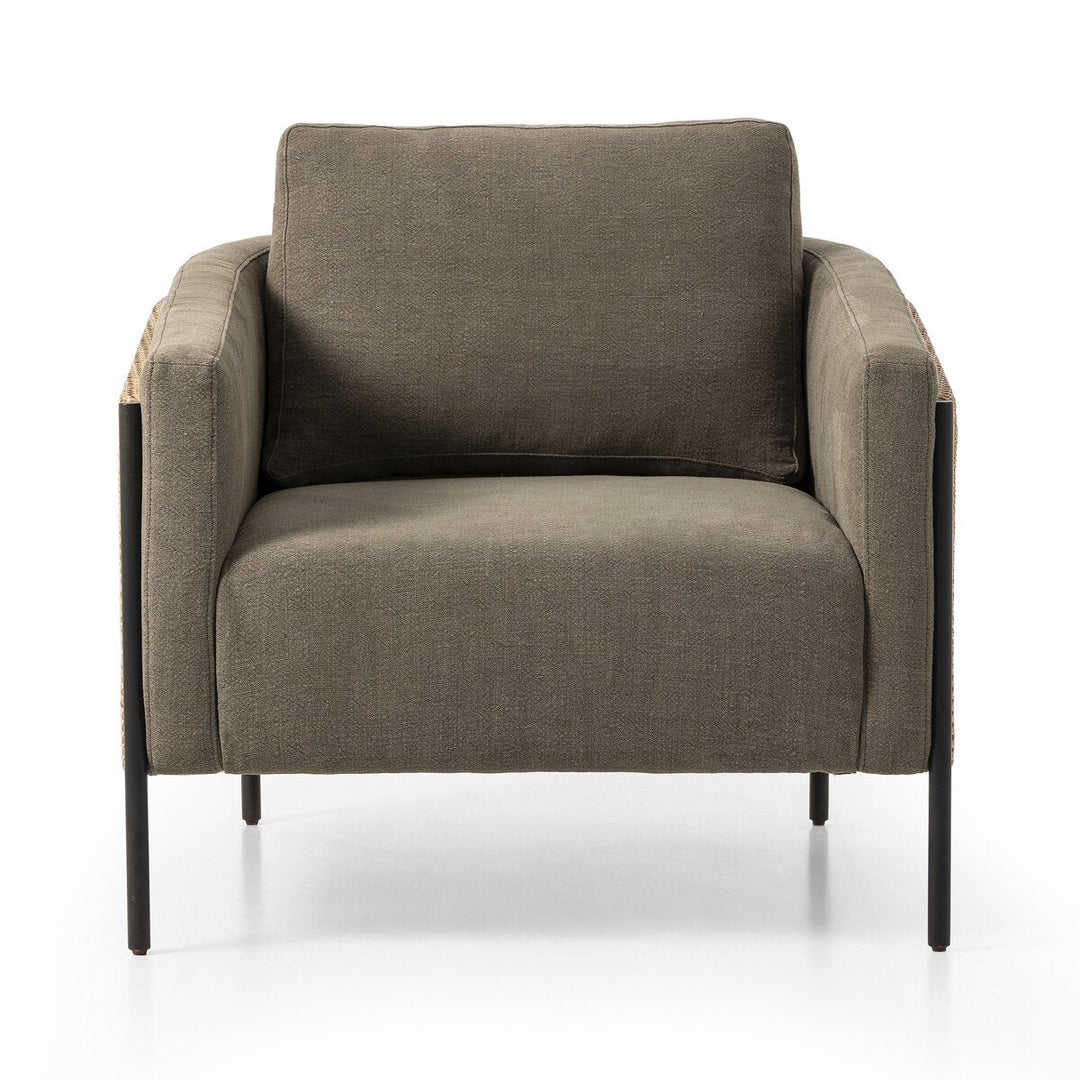 Jayda Chair in Broadway Olive front studio view - Whats New Furniture Portland OR