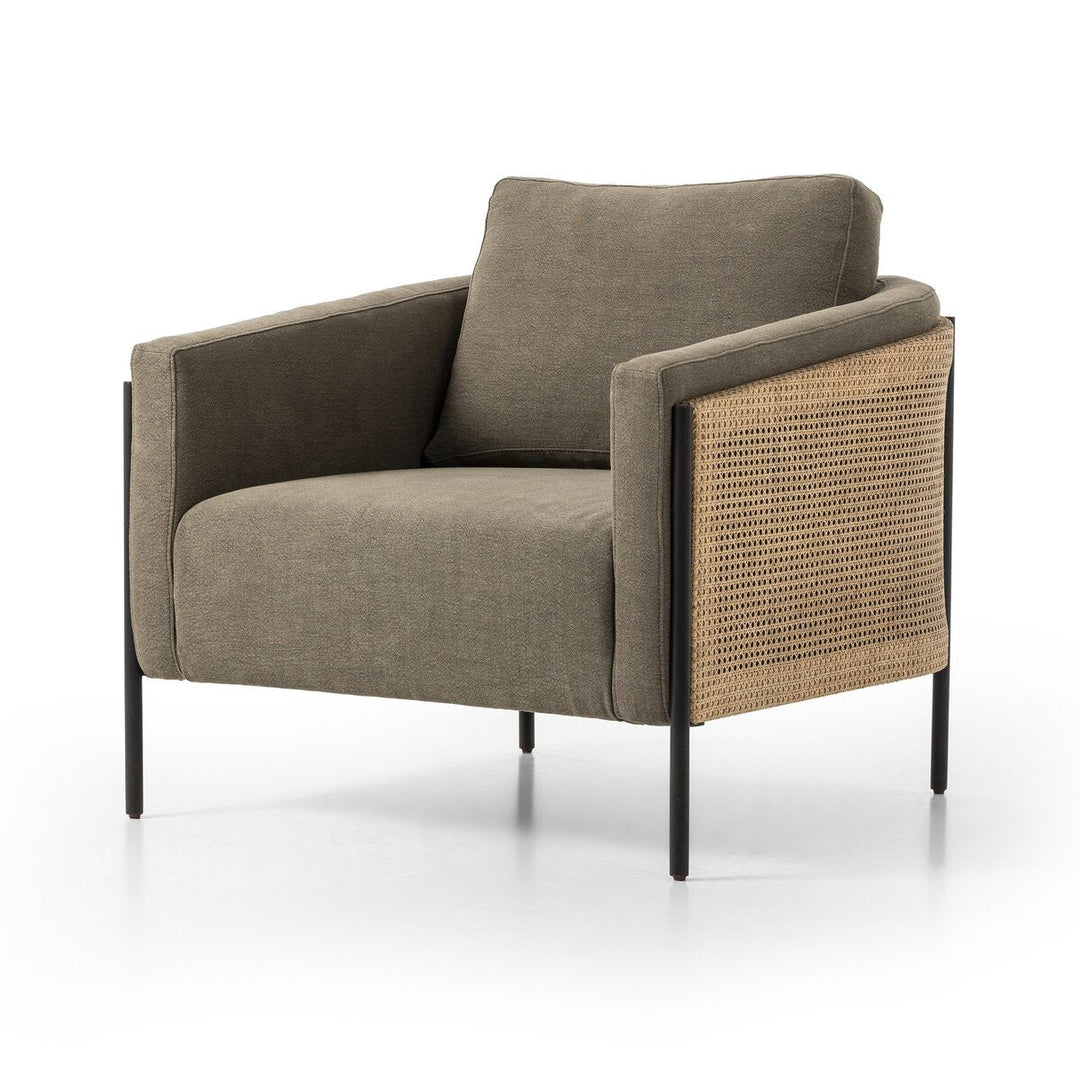 Jayda Chair in Broadway Olive three-quarter view - Whats New Furniture Portland OR