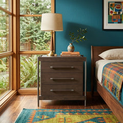 Jordan Nightstand styled in a bright Portland mid-century modern interior - Whats New Furniture