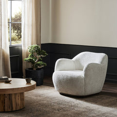 Julius Swivel Chair in Sheldon Ivory back view - Whats New Furniture Portland OR